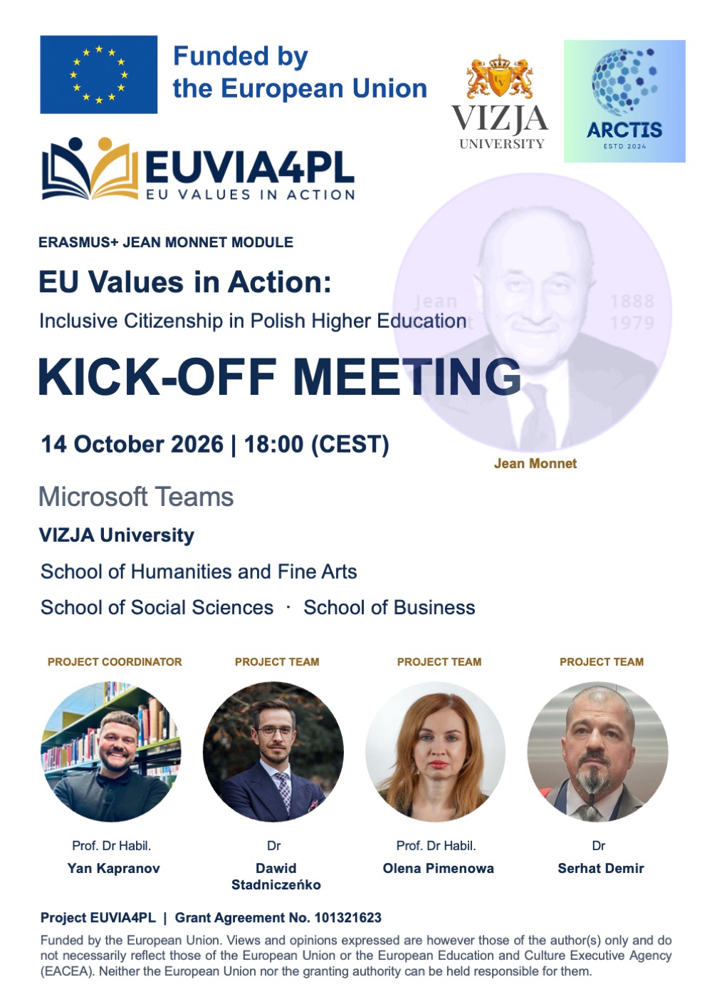 Official poster for the EUVIA4PL kick-off meeting, 14 October 2026.
